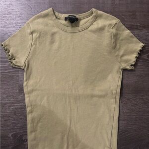 Forever 21 Short Sleeve Khaki Top